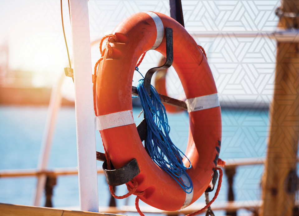 Life preserver on a ship