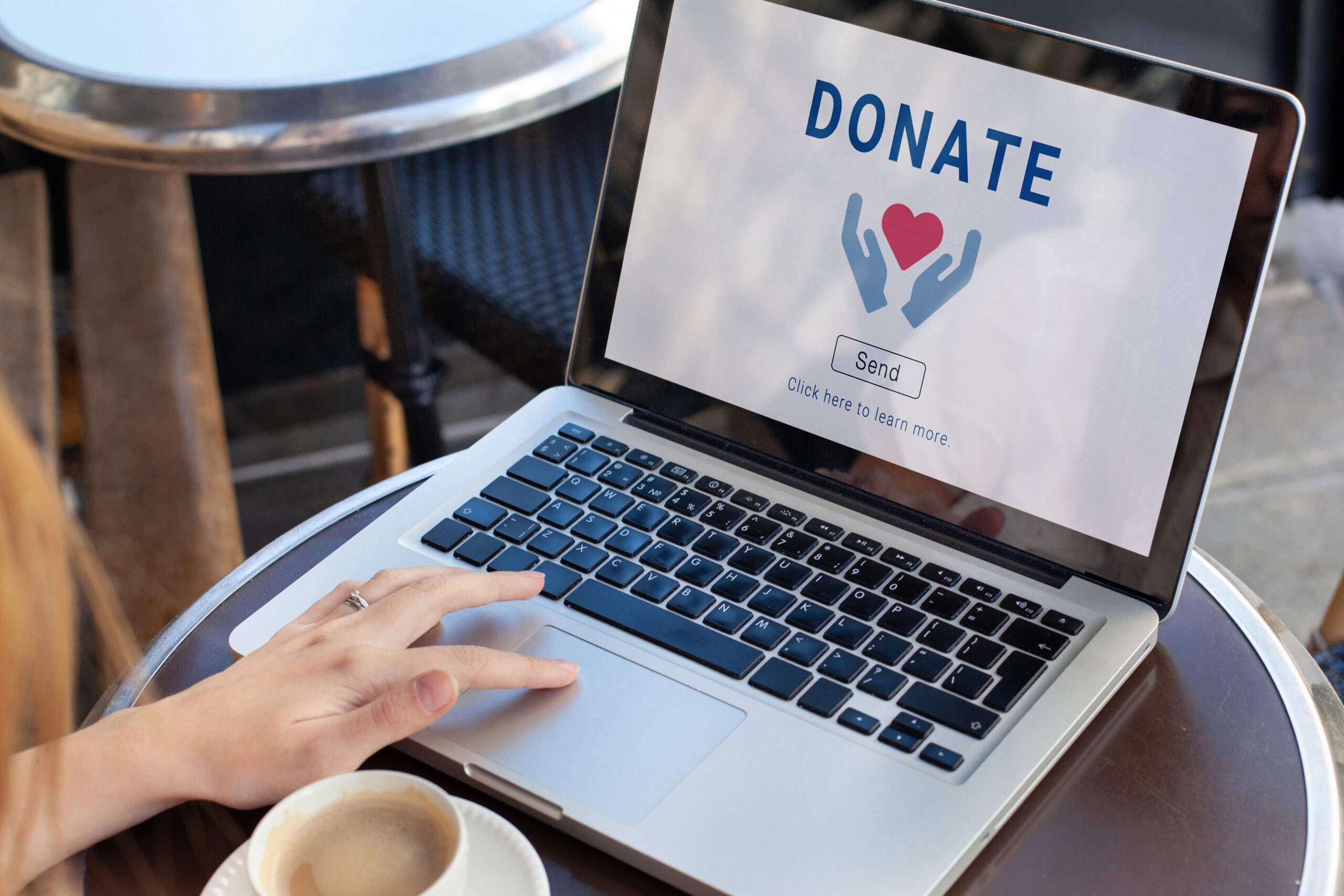 Laptop screen showing a nonprofit's donation page.