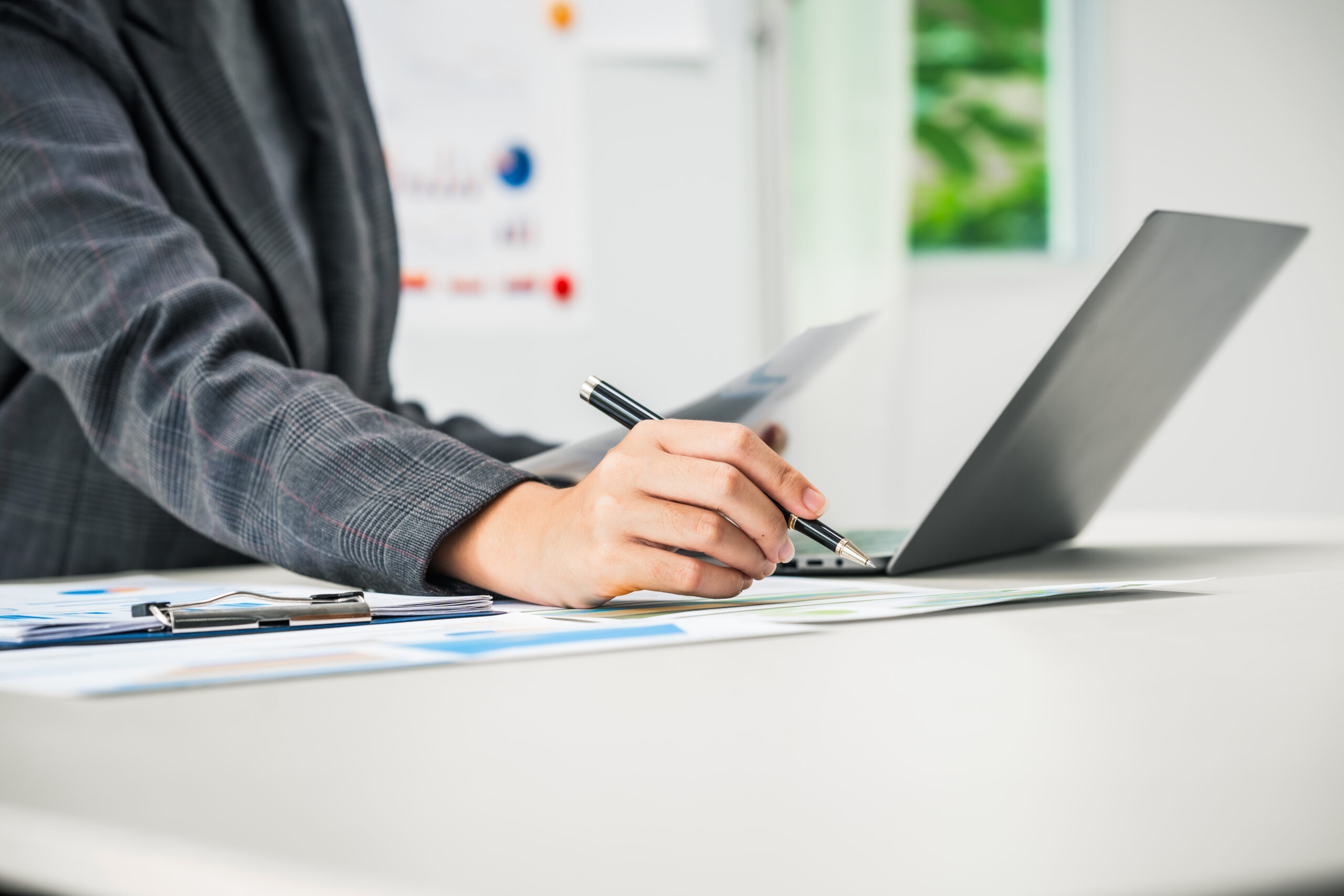 A church CFO reviewing financial documents.