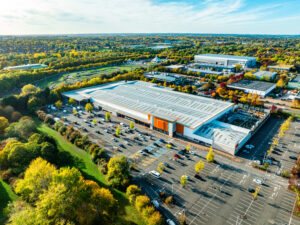 Aerial view of a manufacturing facility, representing the new qualified production property deduction.